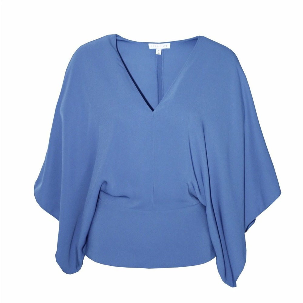 Anna Cate Collection Periwinkle Purple Blue Cheyenne Blouse Top Butterfly Sleeve
